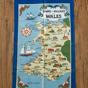 Vintage Clive Mayor Towns Villages of Wales Bristol Channel Tea Towel